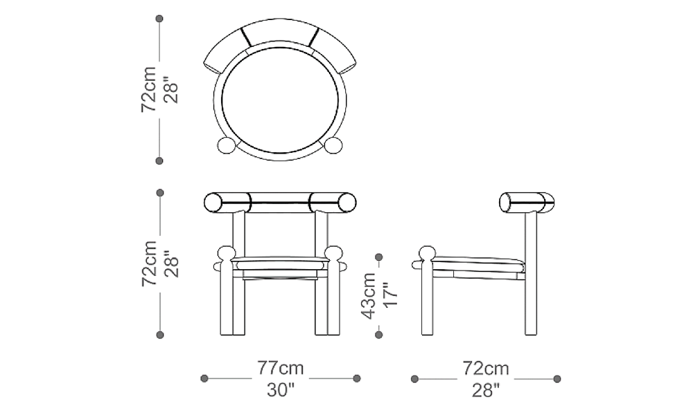 Image of the main dimensions of the product